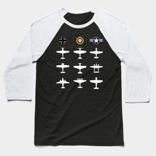 WW2 Warbird GATHERING Messerschmitt Mustang Spitfire Lightning Aviation Pilot Gift Baseball T-Shirt
